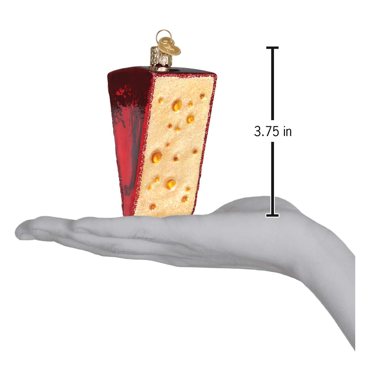 Old World Christmas Cheese Wedge Glass Blown Ornament for Christmas Tree, Handcrafted Holiday Decoration, Food Collection