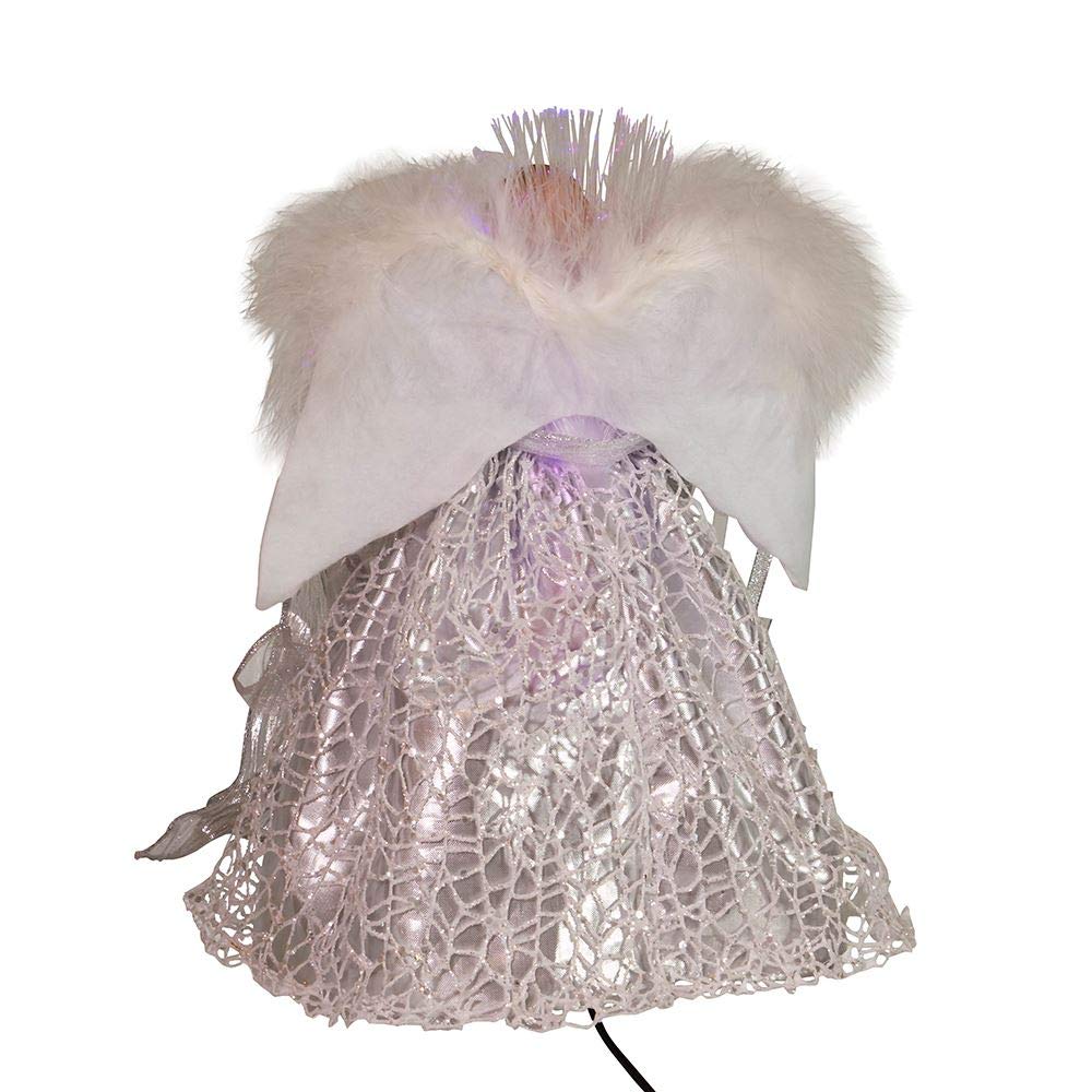 Kurt S. Adler Kurt Adler 12-Inch CUL Fiber Optic LED Silver Angel Treetop Tree Topper, Multi