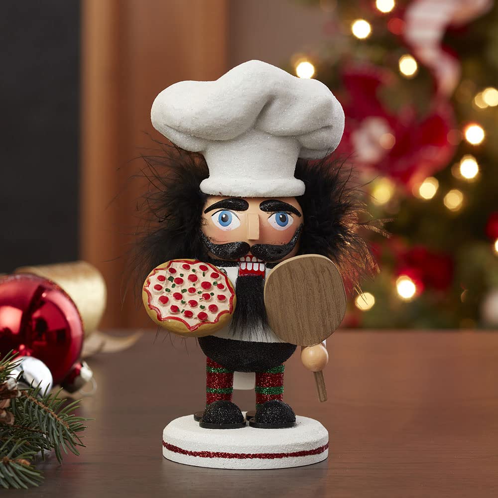 Kurt S. Adler 8-Inch Hollywood Pizza Guy Nutcracker, White