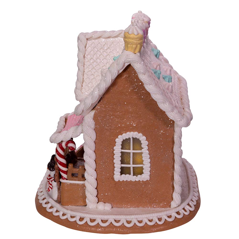 Kurt S. Adler 9-Inch Gingerbread House with LED Lights, Multi (GBJ0010)