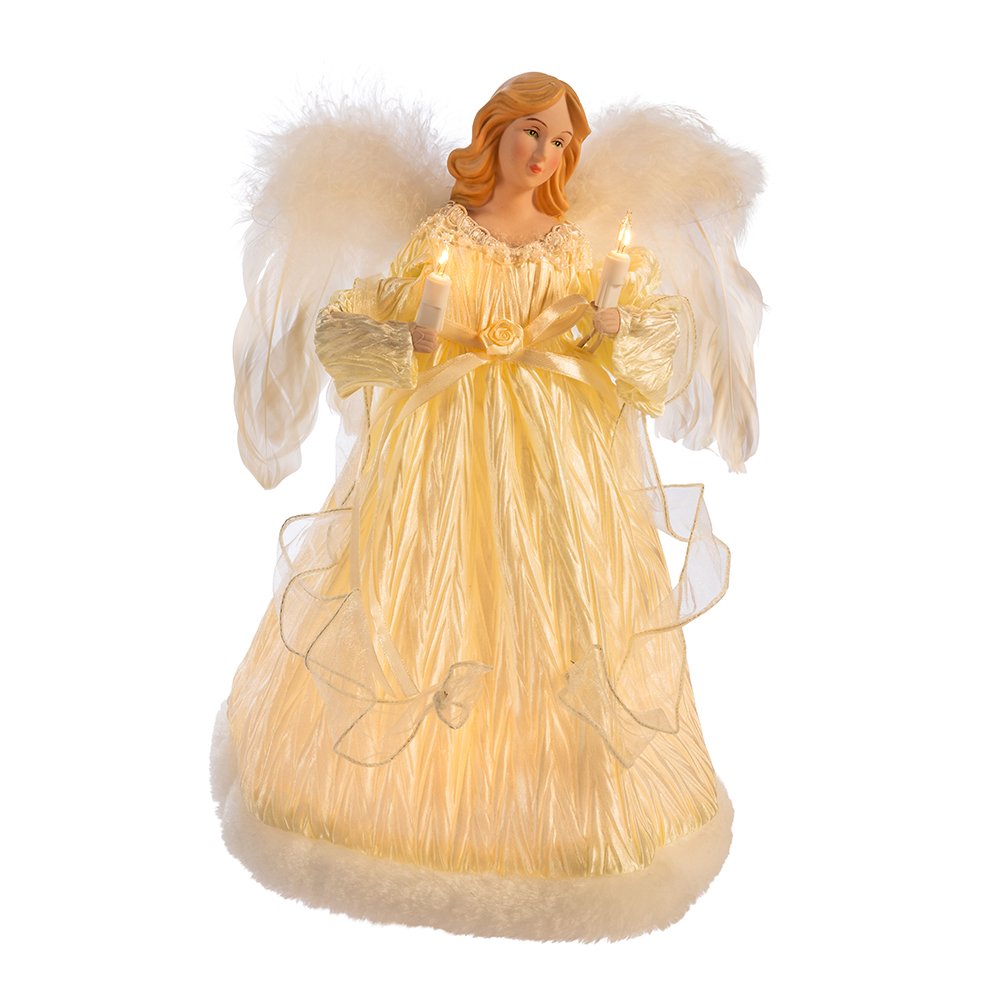 Kurt Adler 10-Light Ivory Angel Treetop, 12-Inch