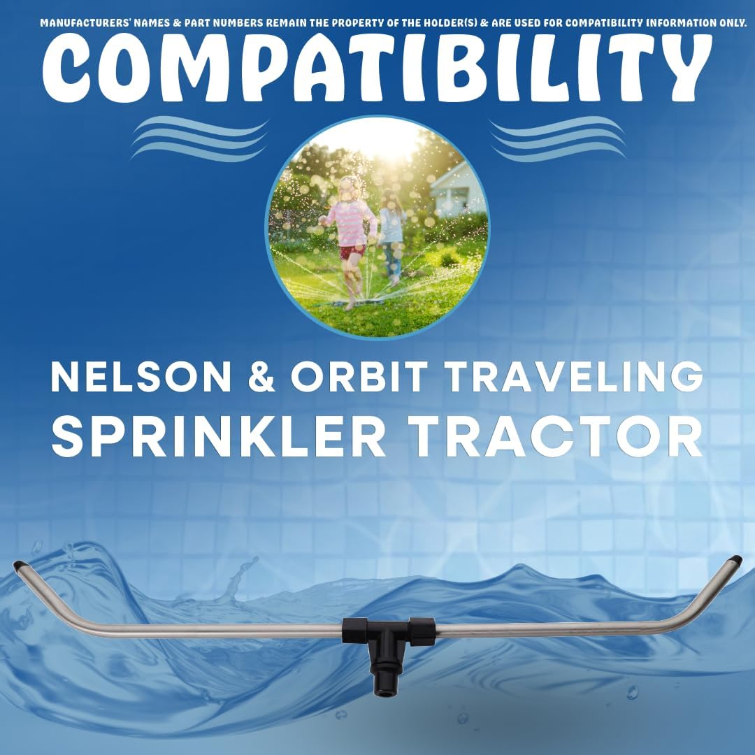 Poolzilla (2 Pack) Sprinkler Arms & Tee Replacement Assembly - Compatible with Nelson & Orbit Traveling Sprinkler Tractor - Aluminum Arms & Tee Repair Kit