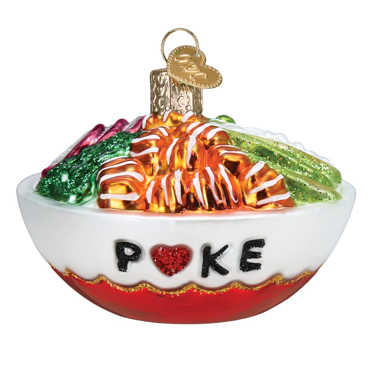 Old World Christmas Poke Bowl Glass Blown Ornament for Christmas Tree, Handcrafted Holiday Decoration, Food Collection