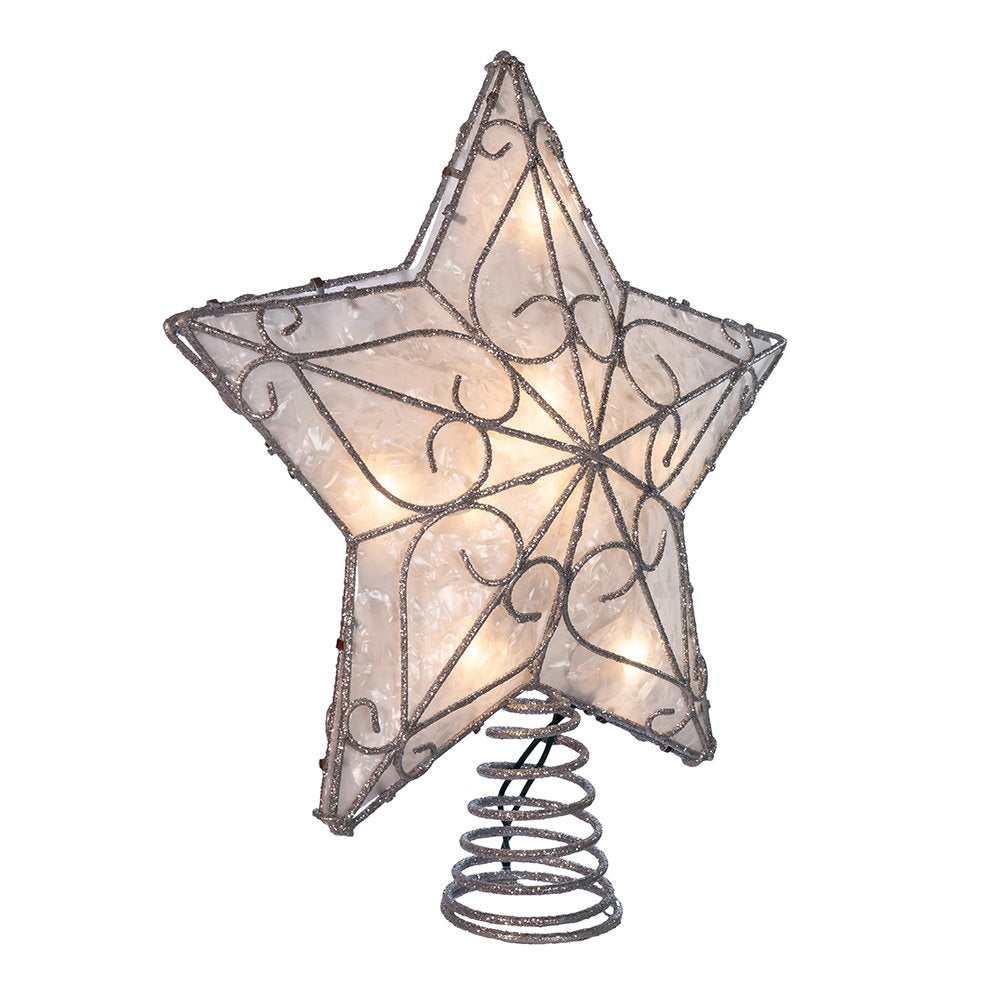 Kurt Adler UL 10-Light Metal Trimmed Capiz Inspired Star Treetop