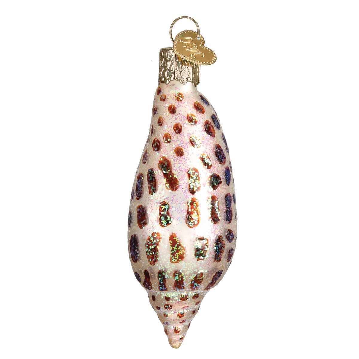 Old World Christmas 12465 Ornaments: Beach Shells Glass Blown Ornaments for Christmas Tree, Junonia Shell, Tan/Brown/White/Gold