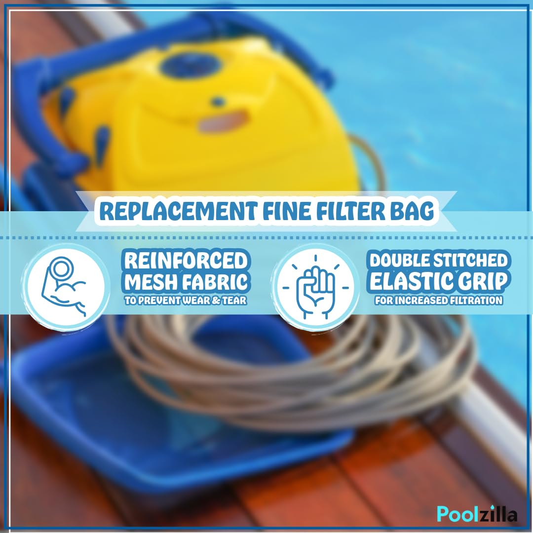 Poolzilla Pool Cleaner Fine Filter Bags - Compatible with Aquabot, Pool Rover, AquaMAX Junior, UltraMAX Units, and AquaFirst In-Ground CleanersâŠ