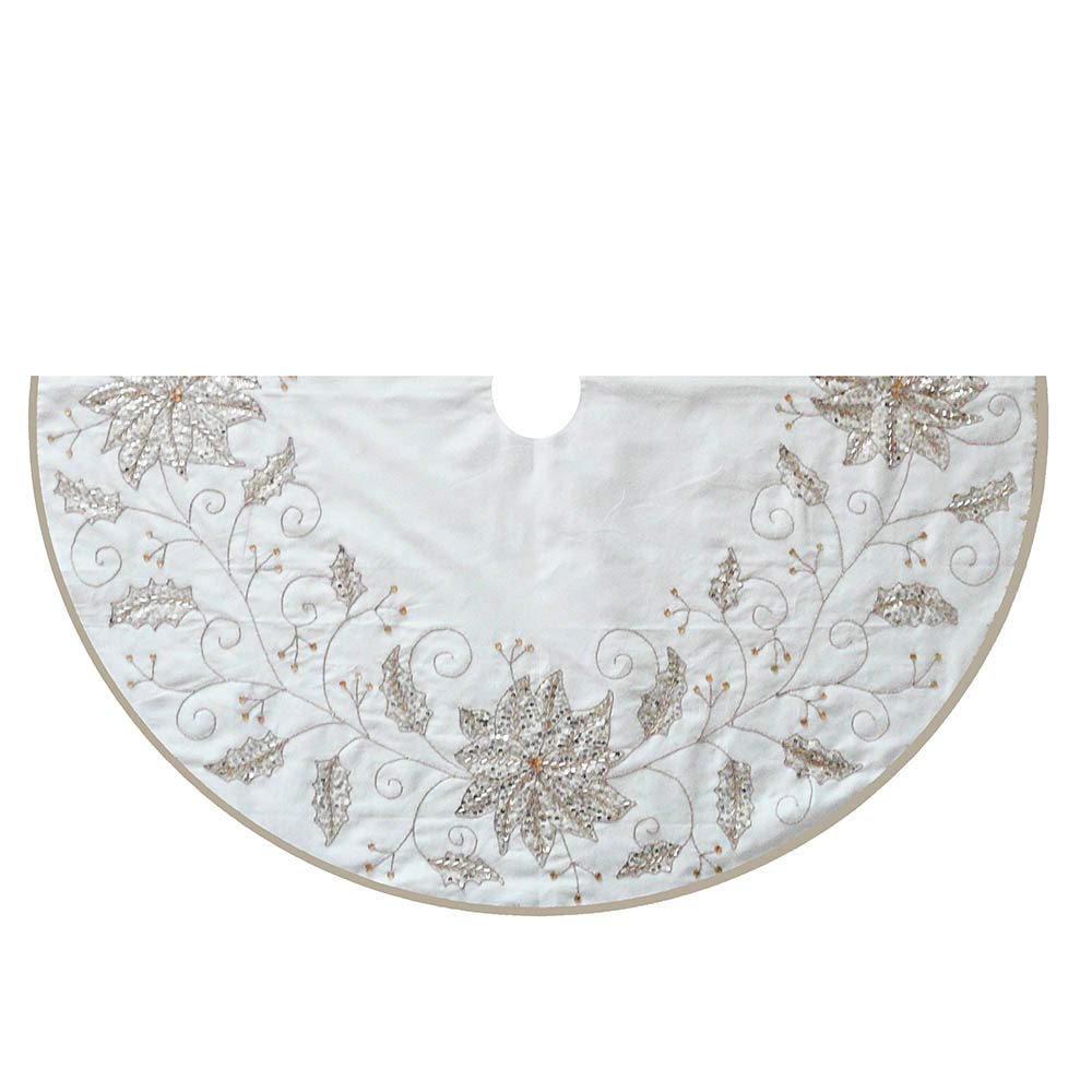 Kurt Adler 54-Inch Ivory Holly Tree Skirt