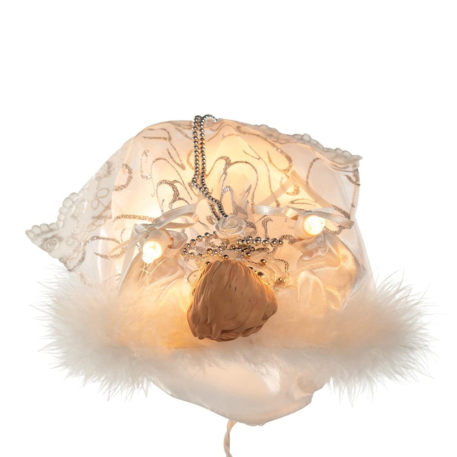Kurt Adler UL 10-Light Angel Treetop, 9-Inch, White/Silver