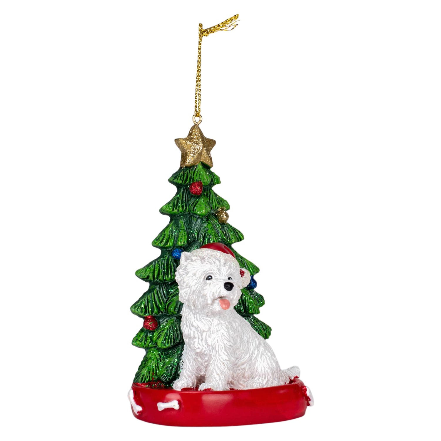 West Highland Terrier Wearing Santa Hat with Christmas Tree Ornament C7615WH New