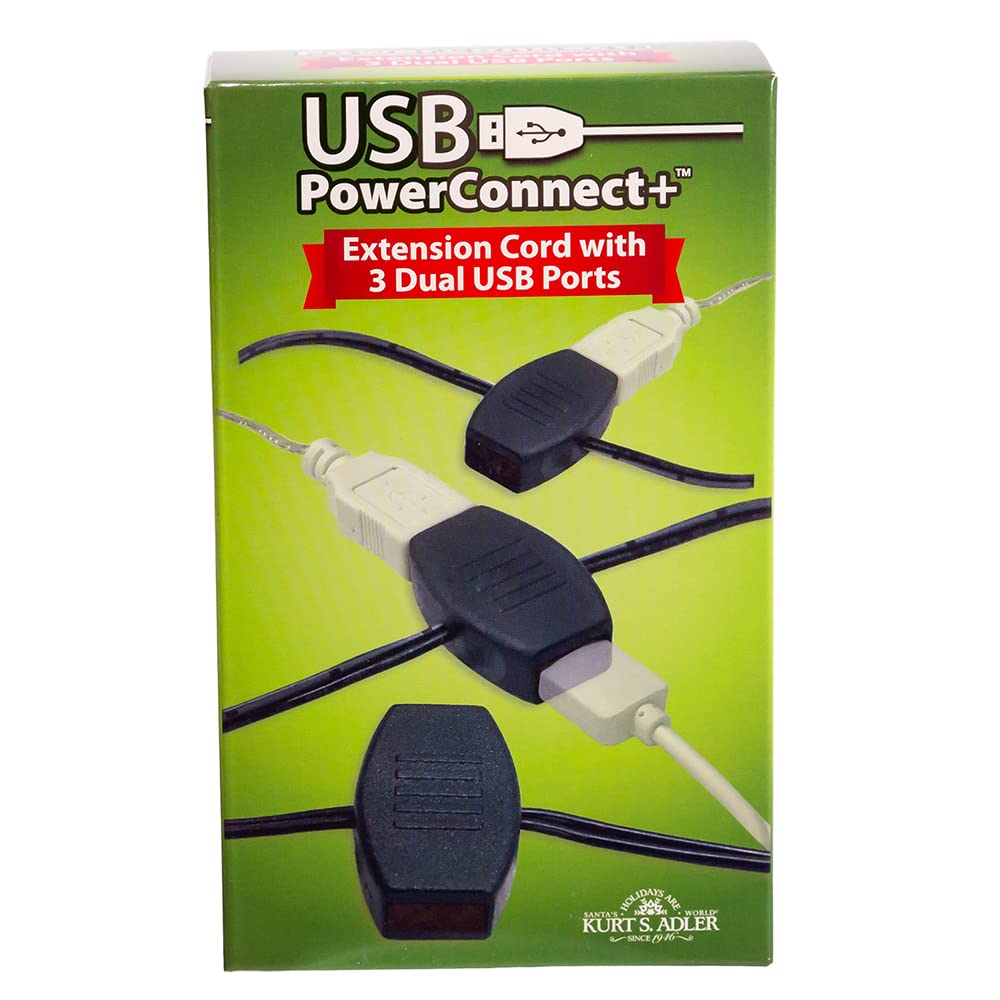 Kurt S. Adler 6-Foot USB Extension Cord with 6 Power Outlets