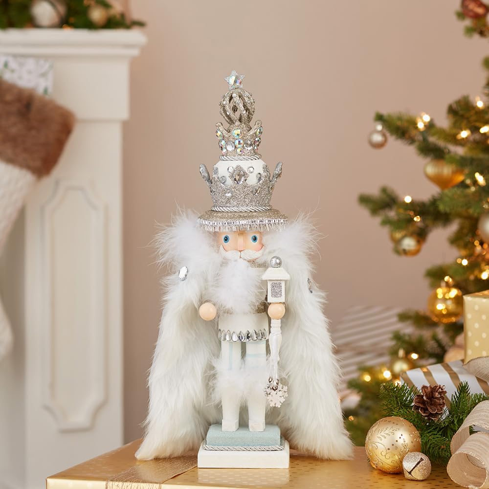 Kurt Adler Hollywood Wooden Nutcracker Collection, White Fur King 18"