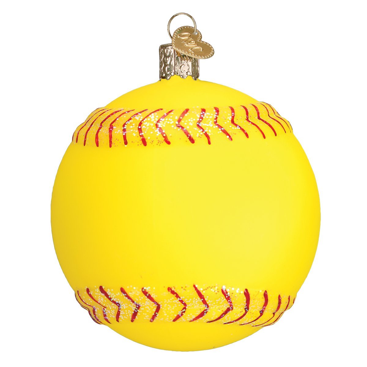 Old World Christmas 2020 Softball Glass Blown Ornament for Christmas Tree, Handcrafted Holiday Decoration, Sport Collection