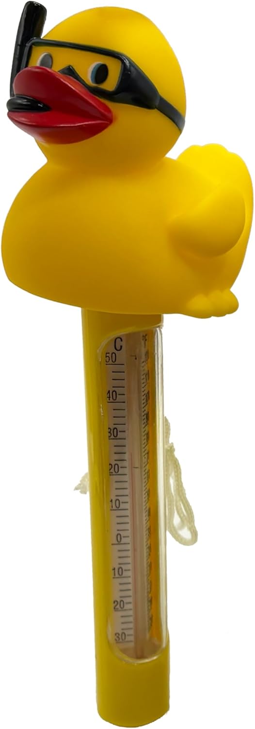 Poolzilla Diver Duck Thermometer - Easy Read Water Temperature Floater with String