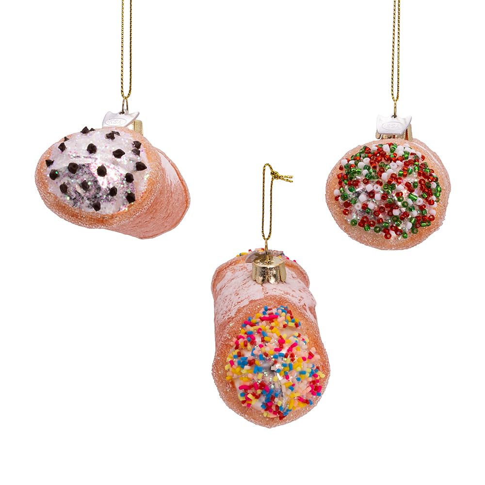 Kurt Adler 4.75-inch Noble Gems™ Glass Cannoli Ornaments