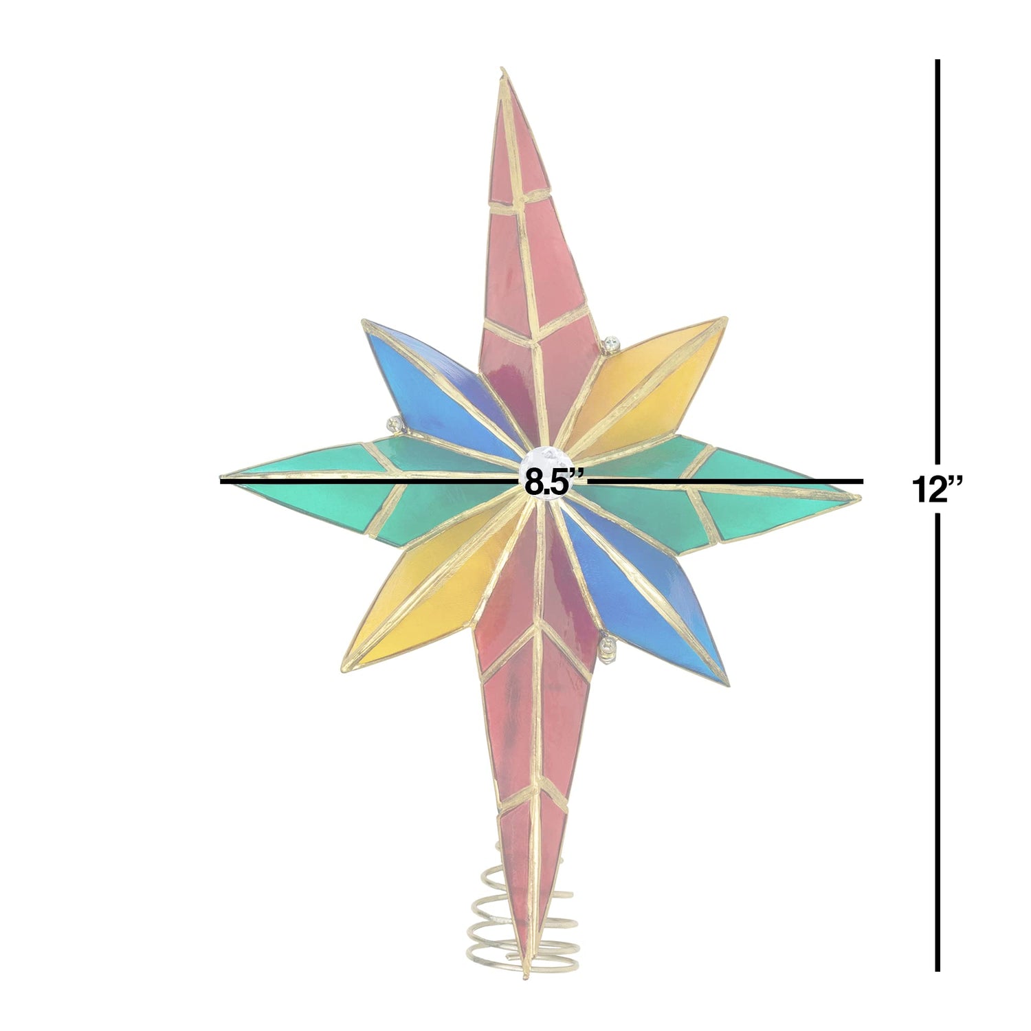 Kurt Adler 10-Light Multicolored Capiz Bethlehem Star Treetop with Gem Center