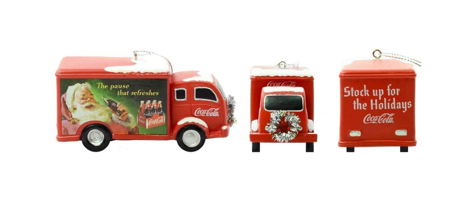 Kurt Adler Coca-Cola Truck With Silver Wreath Christmas Ornament