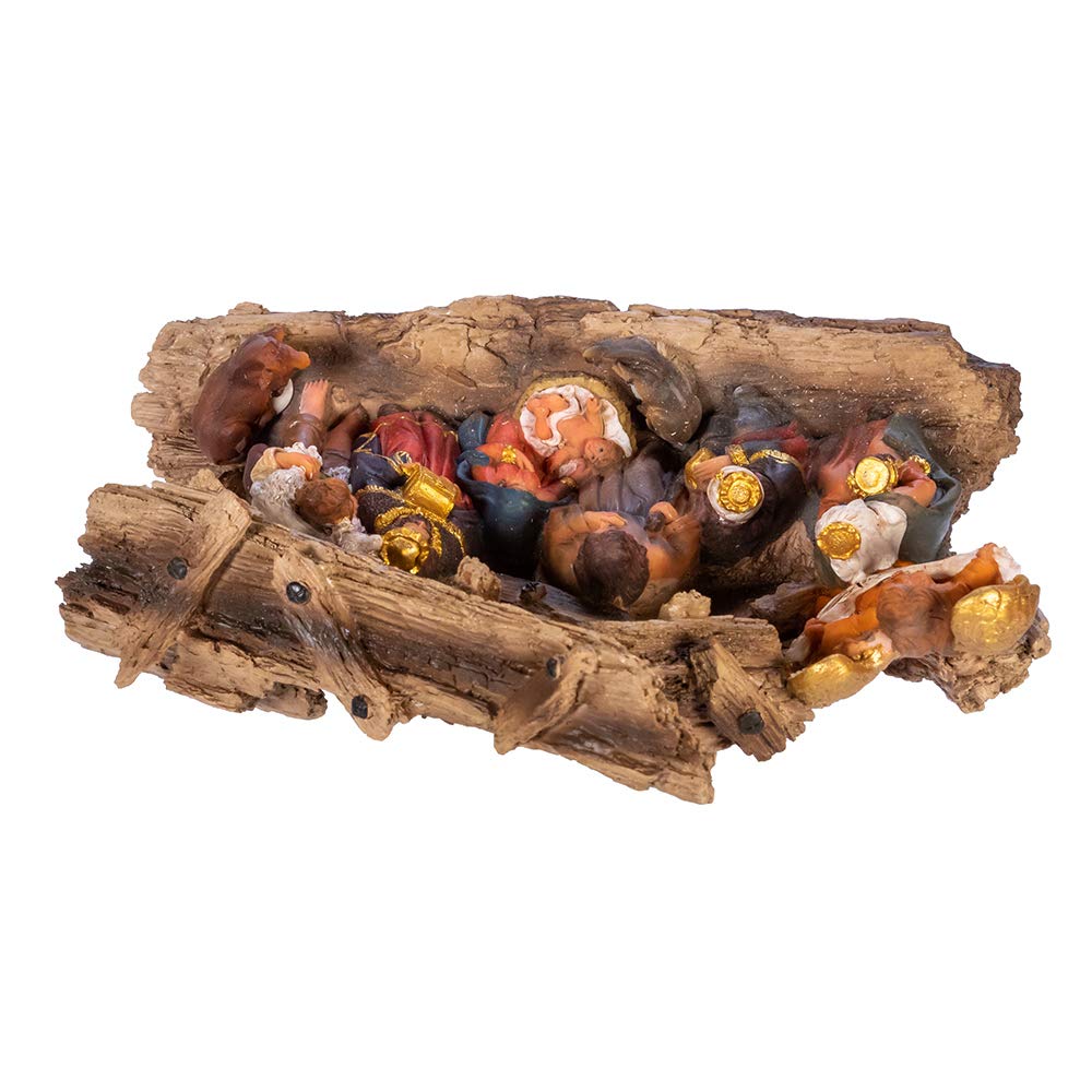 Kurt Adler 7-Inch Resin Nativity Table Piece, 11 Piece Set with Stable