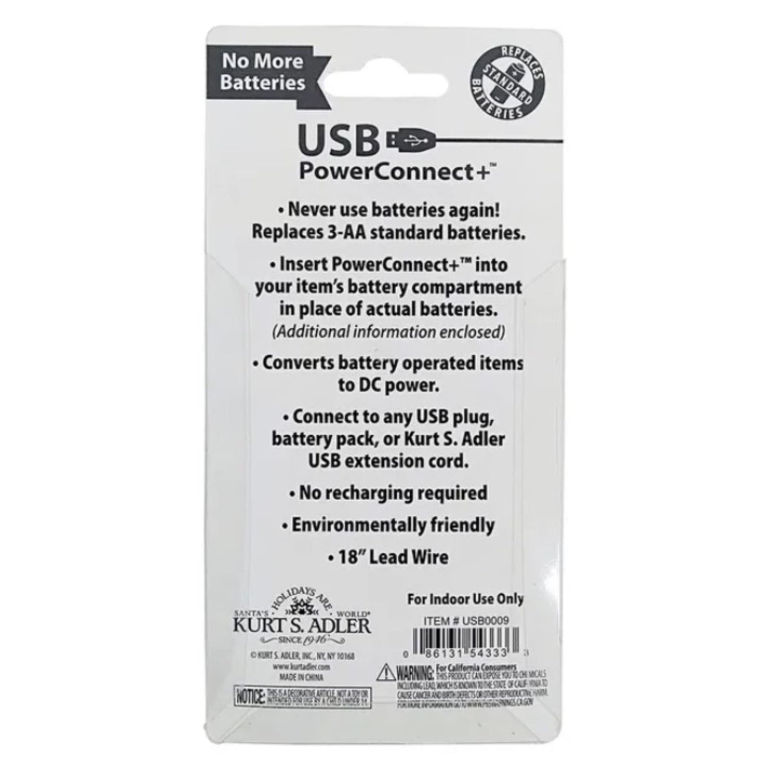 Kurt S. Adler 3-AA USB Power Connect and Converter