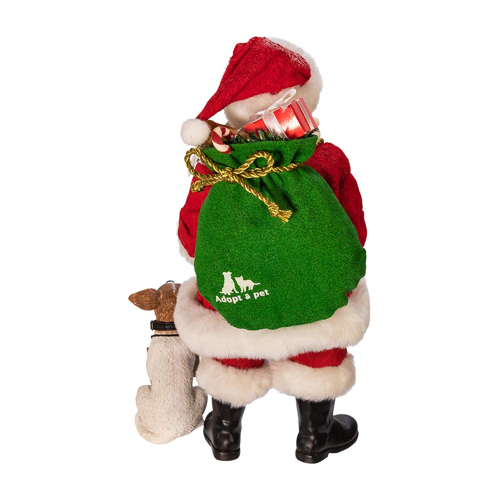 Kurt Adler 10.5-Inch Fabrich‚? Adopt-a-Pet Santa with Dog, 2 Piece Set