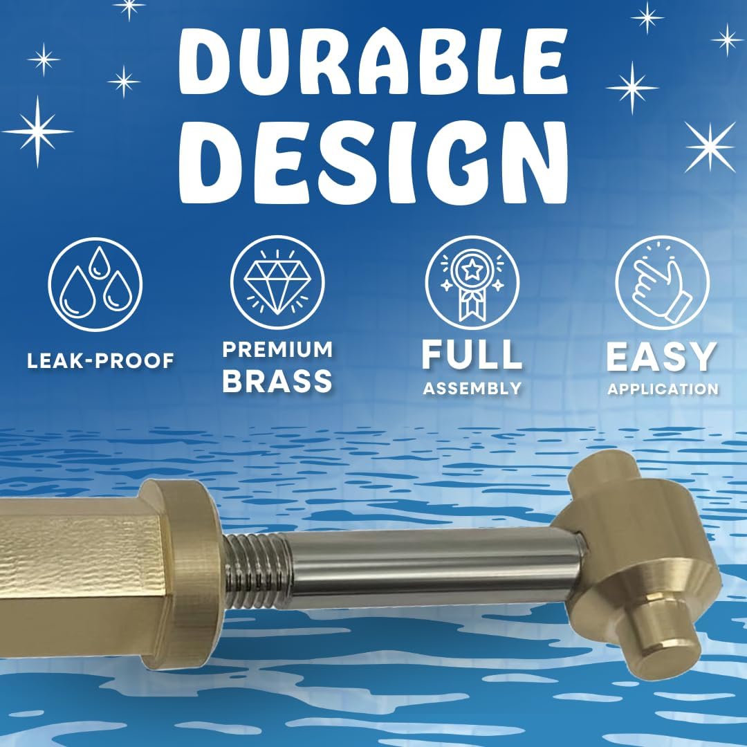Poolzilla Brass Clamp Ring Knob Assembly with Threaded Rod and Retainer, Compatible with R0357500, Jandy & Zodiac