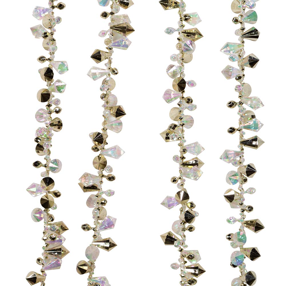 Kurt Adler H2086GO Gold And Irridescent Bead Christmas Tree Garland (9 Feet)