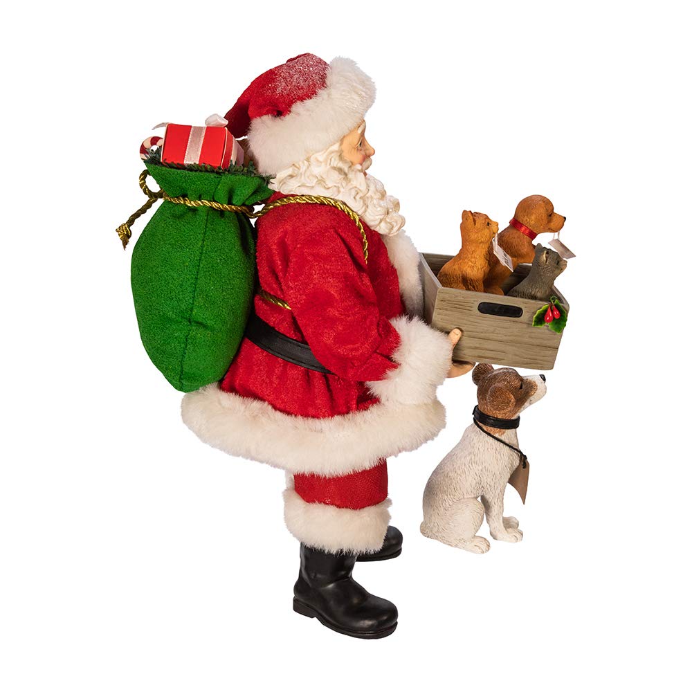 Kurt Adler 10.5-Inch Fabrich‚? Adopt-a-Pet Santa with Dog, 2 Piece Set