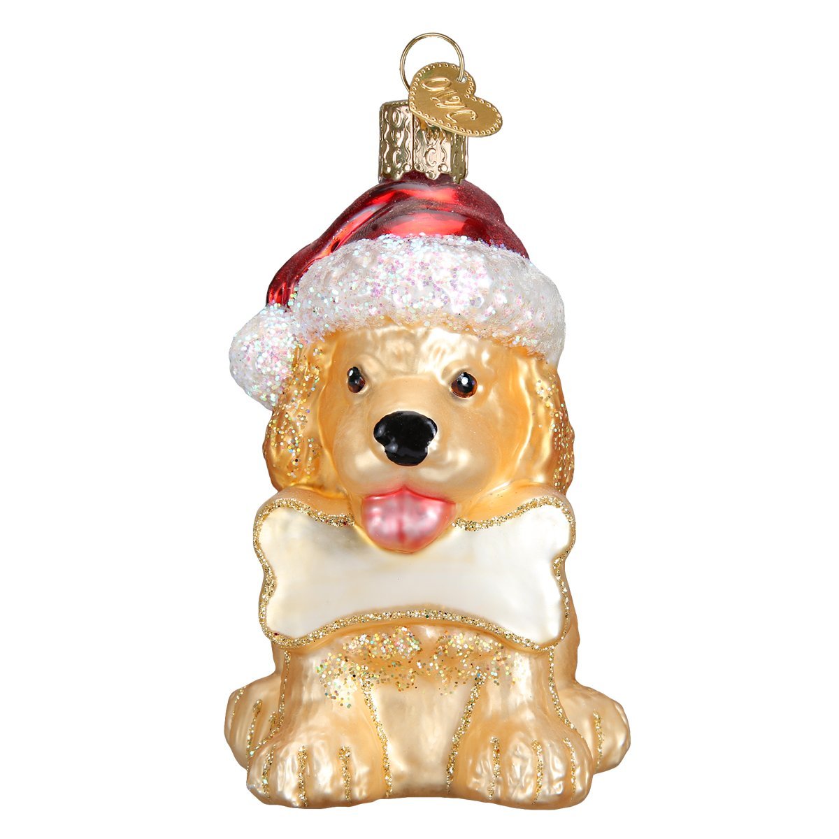 Old World Christmas Jolly Pup Glass Blown Ornament for Christmas Tree, Handcrafted Holiday Decoration, Festive Pet Collection