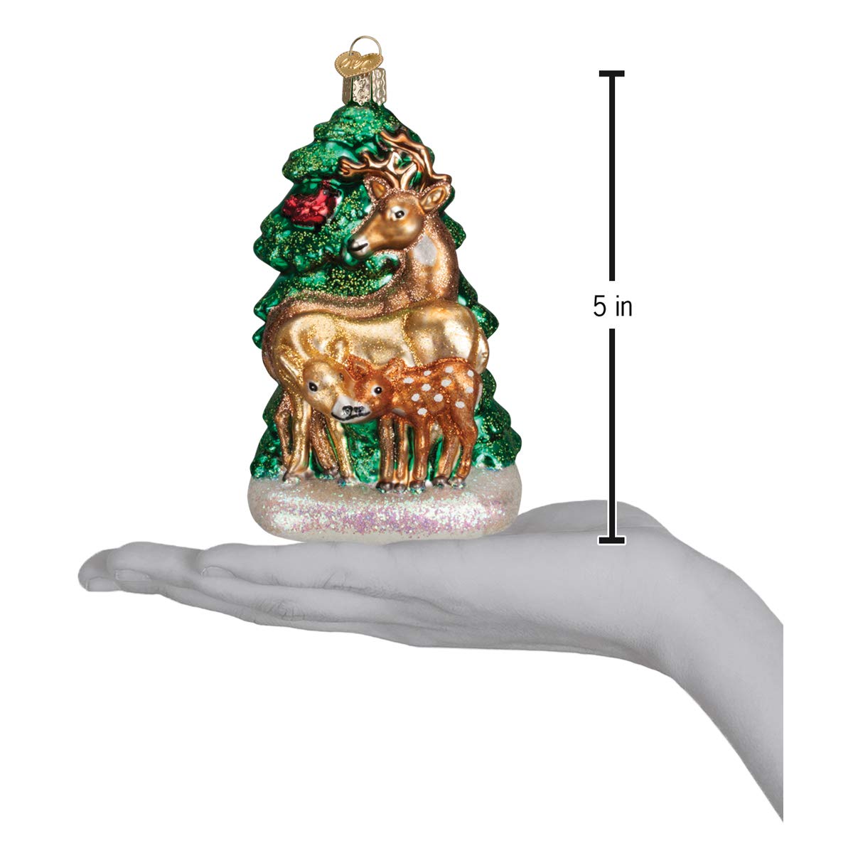 Old World Christmas Animal Collection Glass Blown Ornaments for Christmas Tree Deer Family 5 x 5 x 5 inches