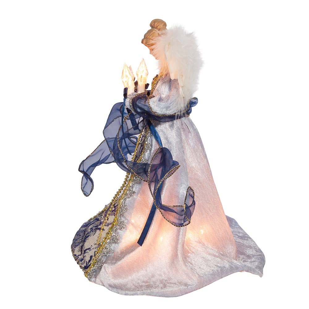 12-Inch UL 10-Light Delft Blue with Gold Angel Tree Topper
