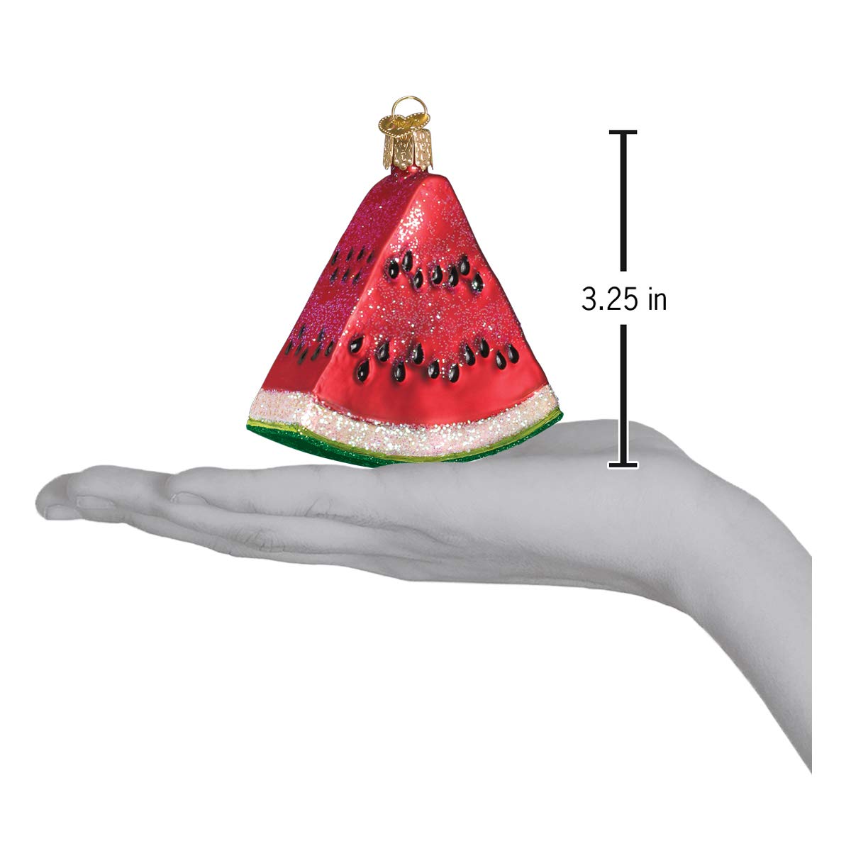 Old World Christmas Watermelon Wedge Glass Blown Ornament for Christmas Tree, Handcrafted Holiday Decoration, Fruit Collection