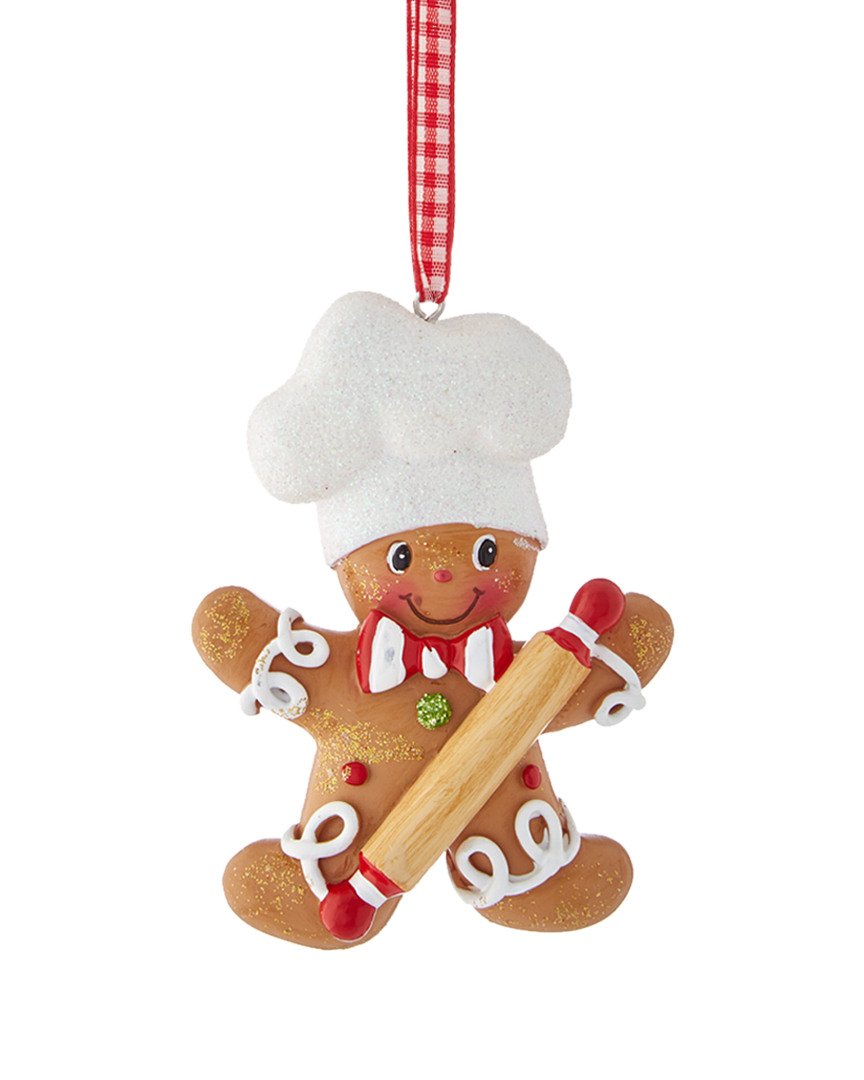 Kurt S. Adler Resin Gingerbread Boy And Girl Baker Christmas Ornaments Set of 2 Assorted