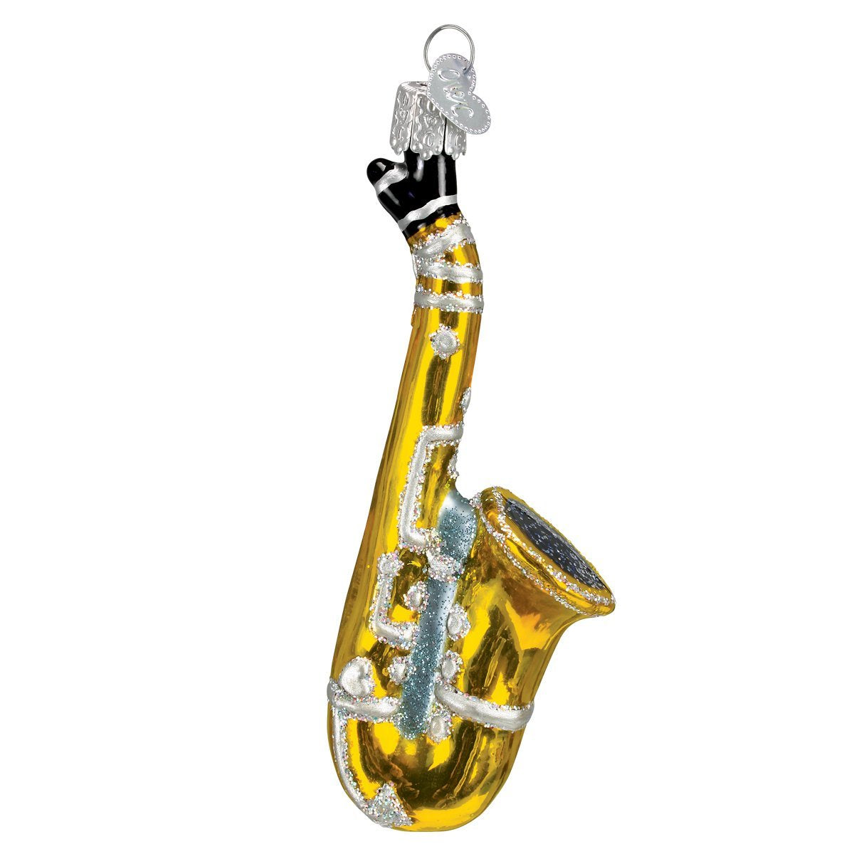Old World Christmas Musical Instruments Glass Blown Ornaments for Christmas Tree Saxophone 4.75 x 1.25