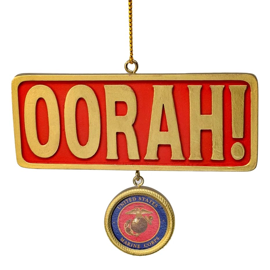 US Marines Ornament - Oorah Ornament for Military - 3.5 Inches - Resin