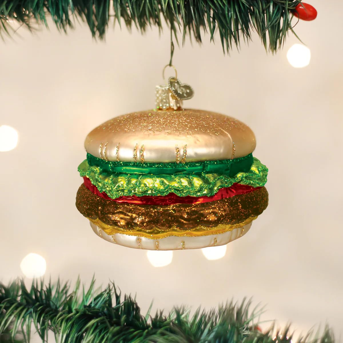 Old World Christmas Ornaments: Cheeseburger Glass Blown Ornaments for Christmas Tree (32065)