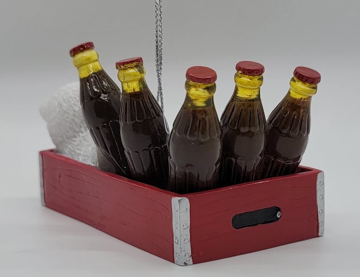 Kurt Adler Coca-Cola Polar Bear Cub In Crate With Bottles Ornament