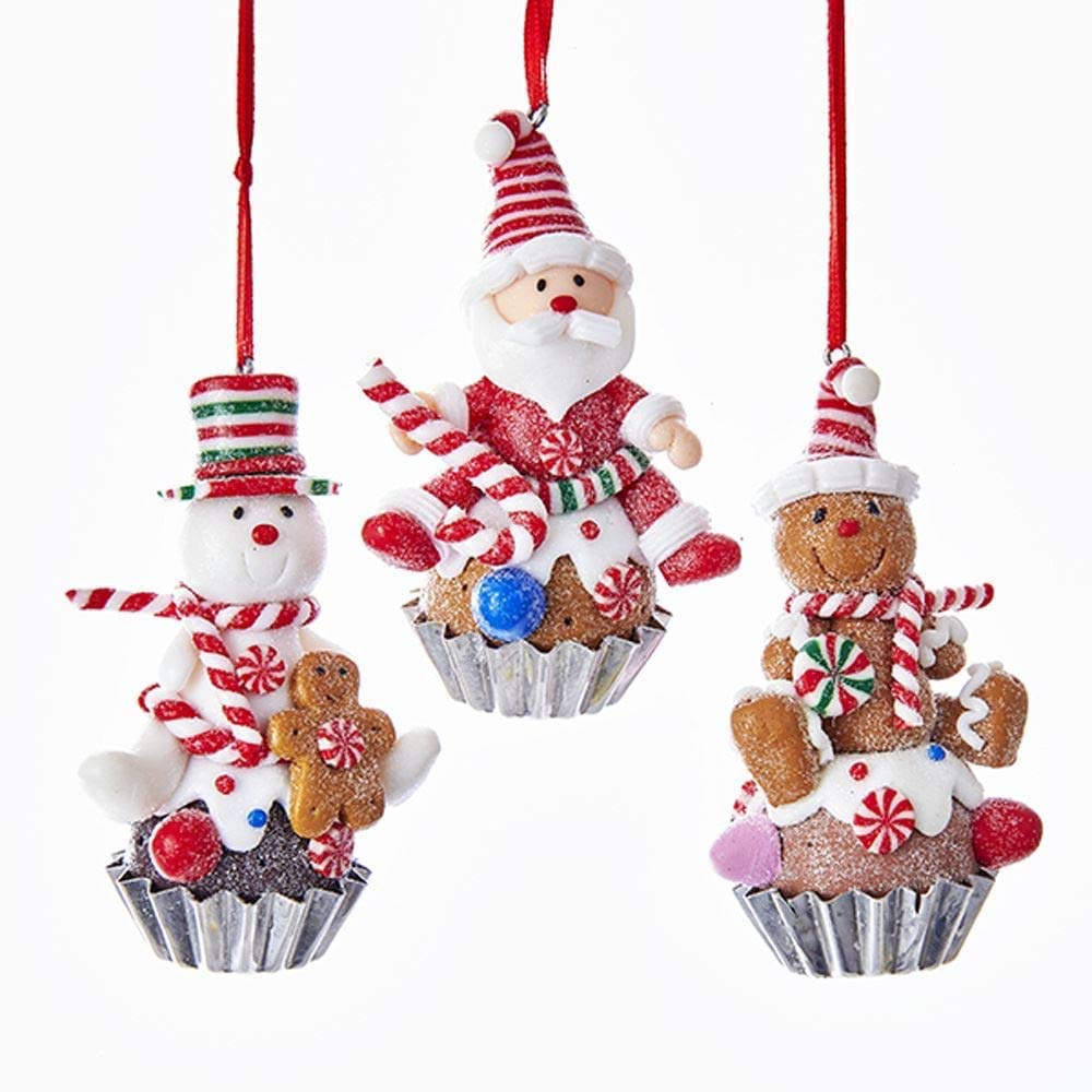 Kurt S. Adler Claydough Christmas Tree Ornaments Holiday Decoration Gingerbread Peppermint Candy (3.5