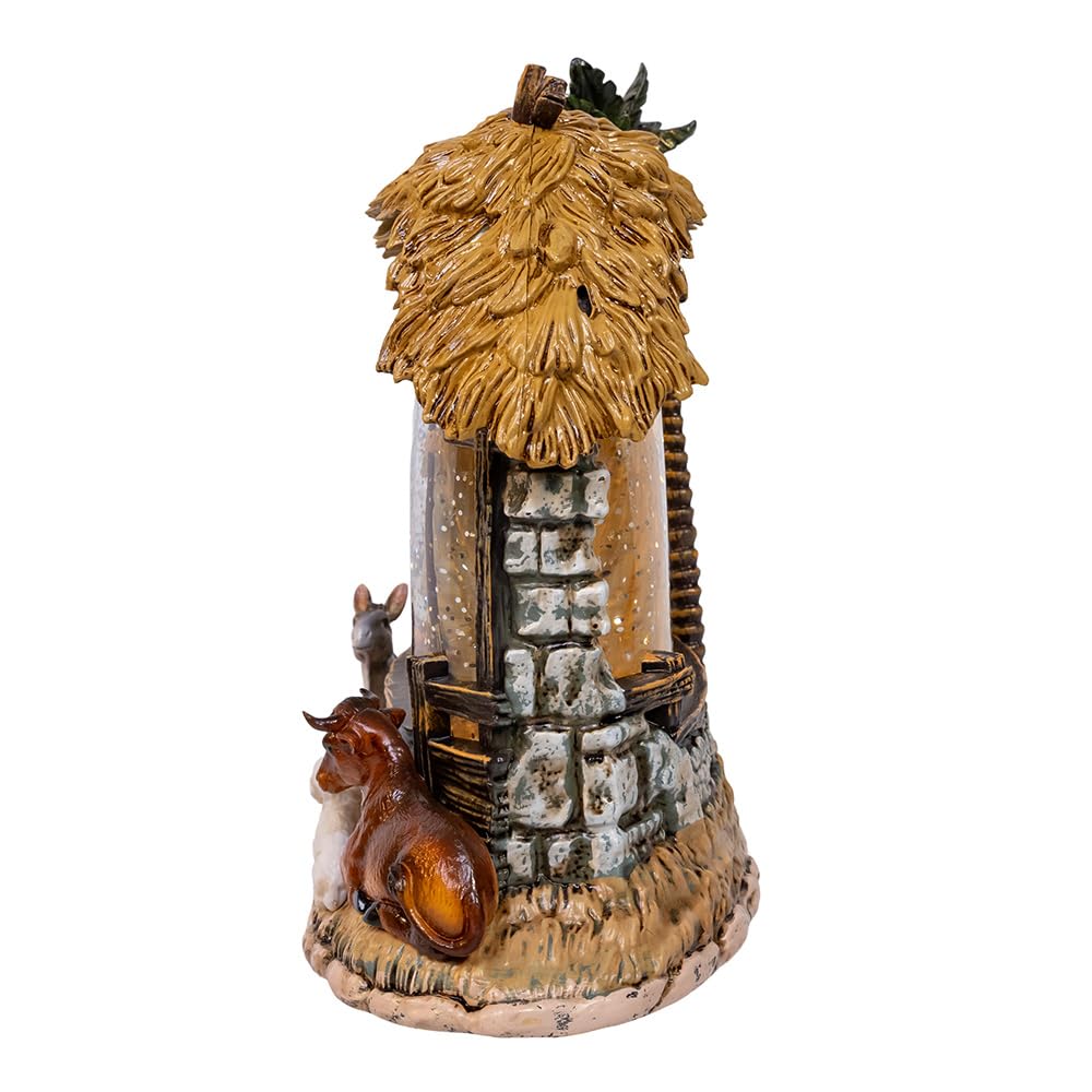 Kurt S. Adler 8 Inch Battery Operated USB Lighted Nativity Scene with Spinning Glitter Water