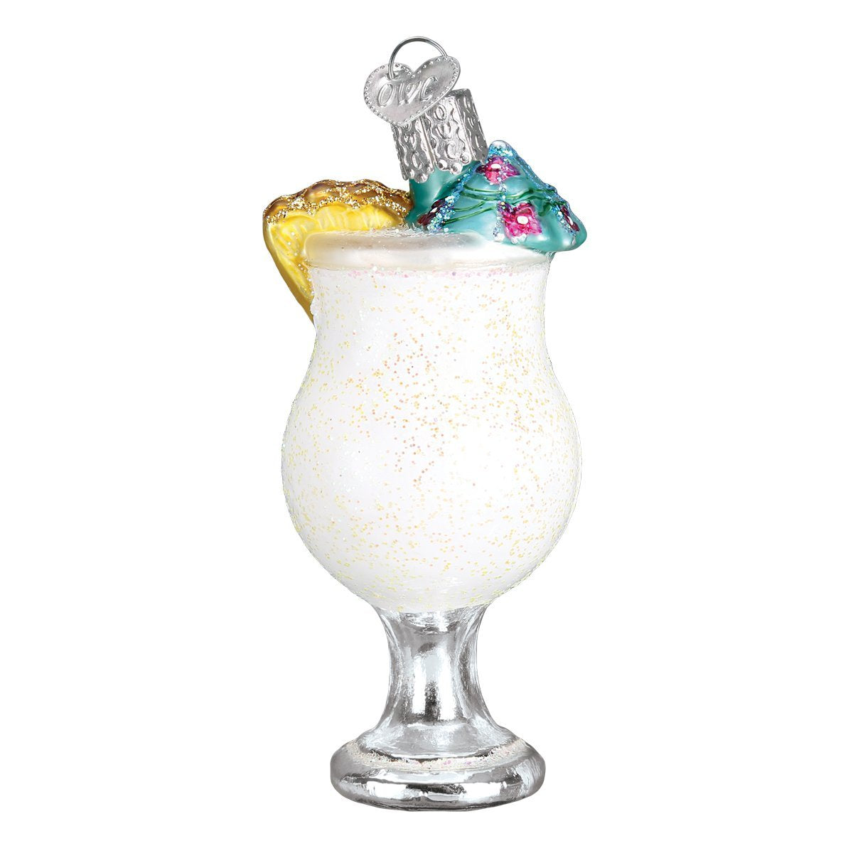 Old World Christmas Piña Colada Glass Blown Ornament for Christmas Tree, Handcrafted Holiday Decoration, Adult Beverages Collection