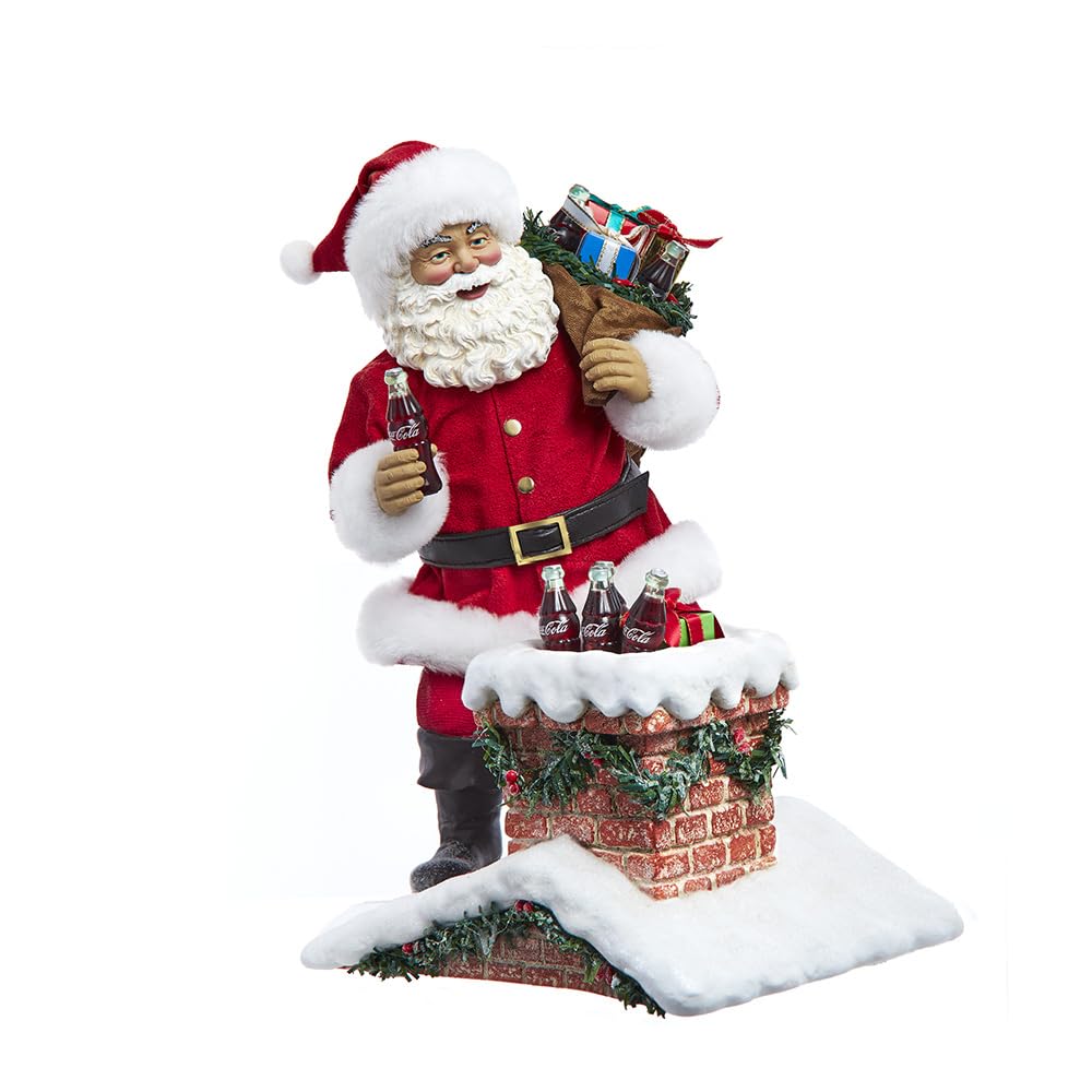 Kurt S. Adler 10.5 Inch Coke Santa in Chimney Tablepiece