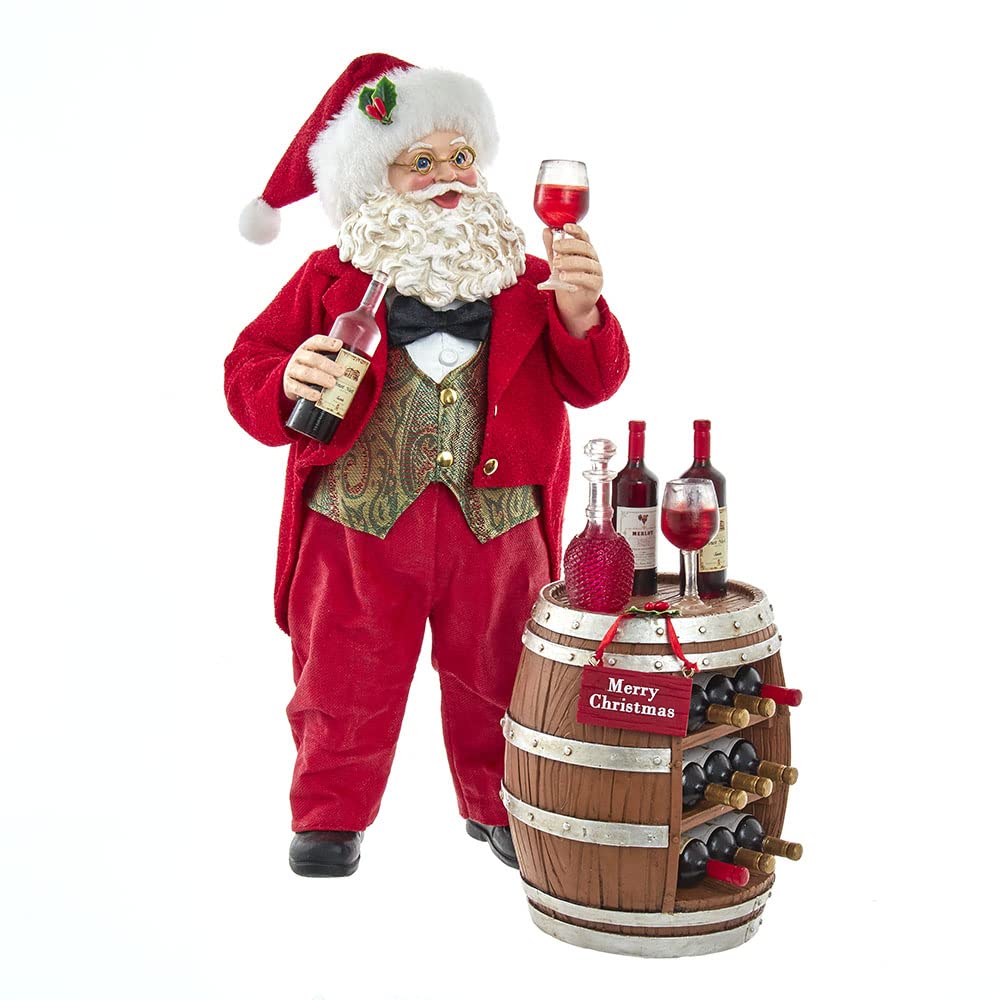 Kurt S. Adler 10.5-Inch Fabrich‚ Wine Tasting Santa, 2 Piece Set