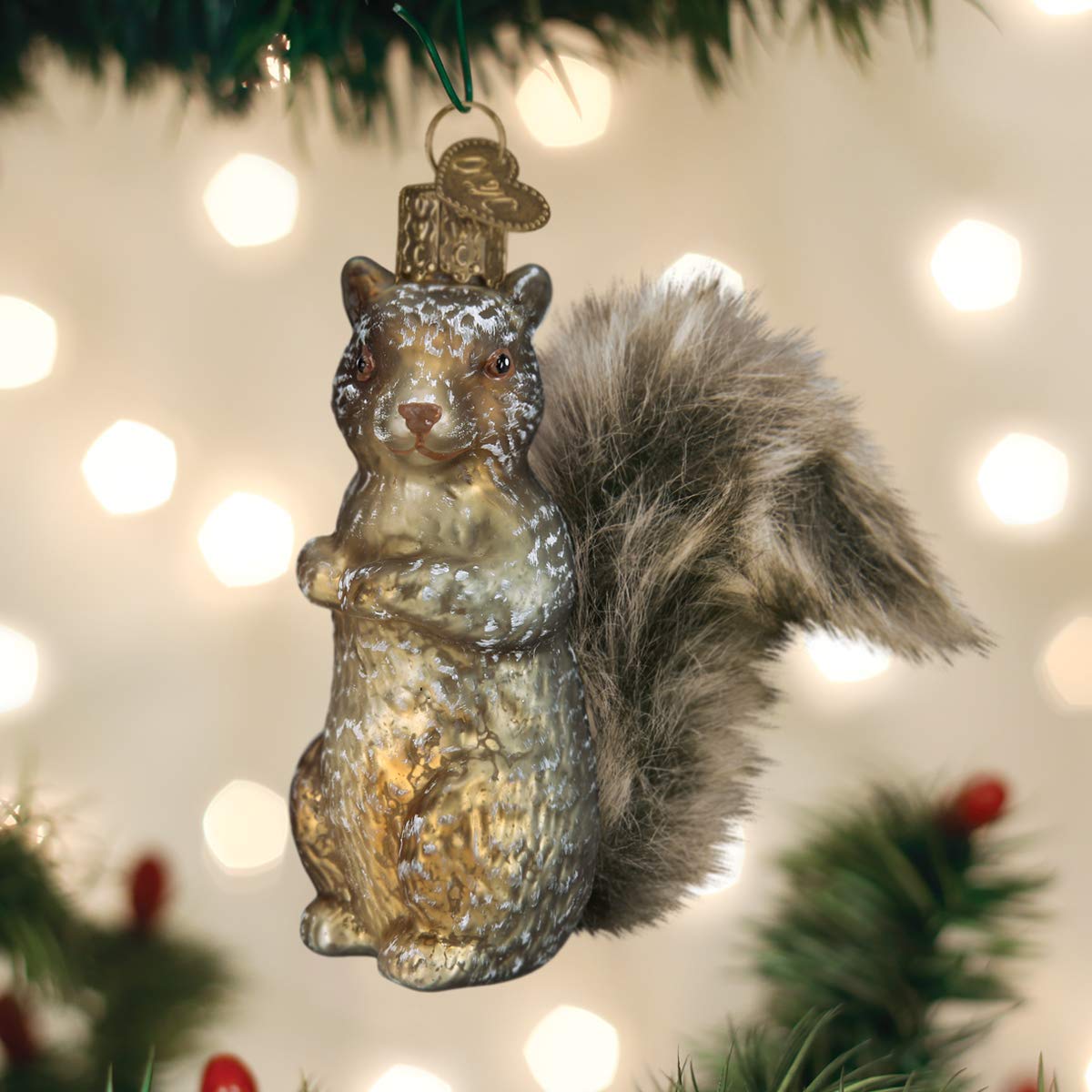 Old World Christmas Vintage Squirrel Glass Blown Ornament for Christmas Tree, Handcrafted Holiday Decoration, Vintage Animal Collection