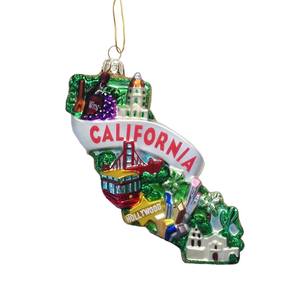 Kurt Adler Glass California Ornament, 5-Inch for Christmas