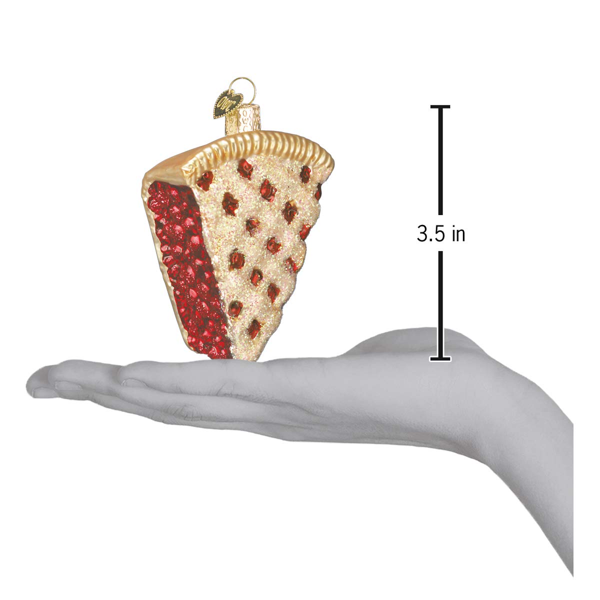 Old World Christmas Piece of Cherry Pie Glass Blown Ornament for Christmas Tree, Handcrafted Holiday Decoration, Dessert Pie Collection