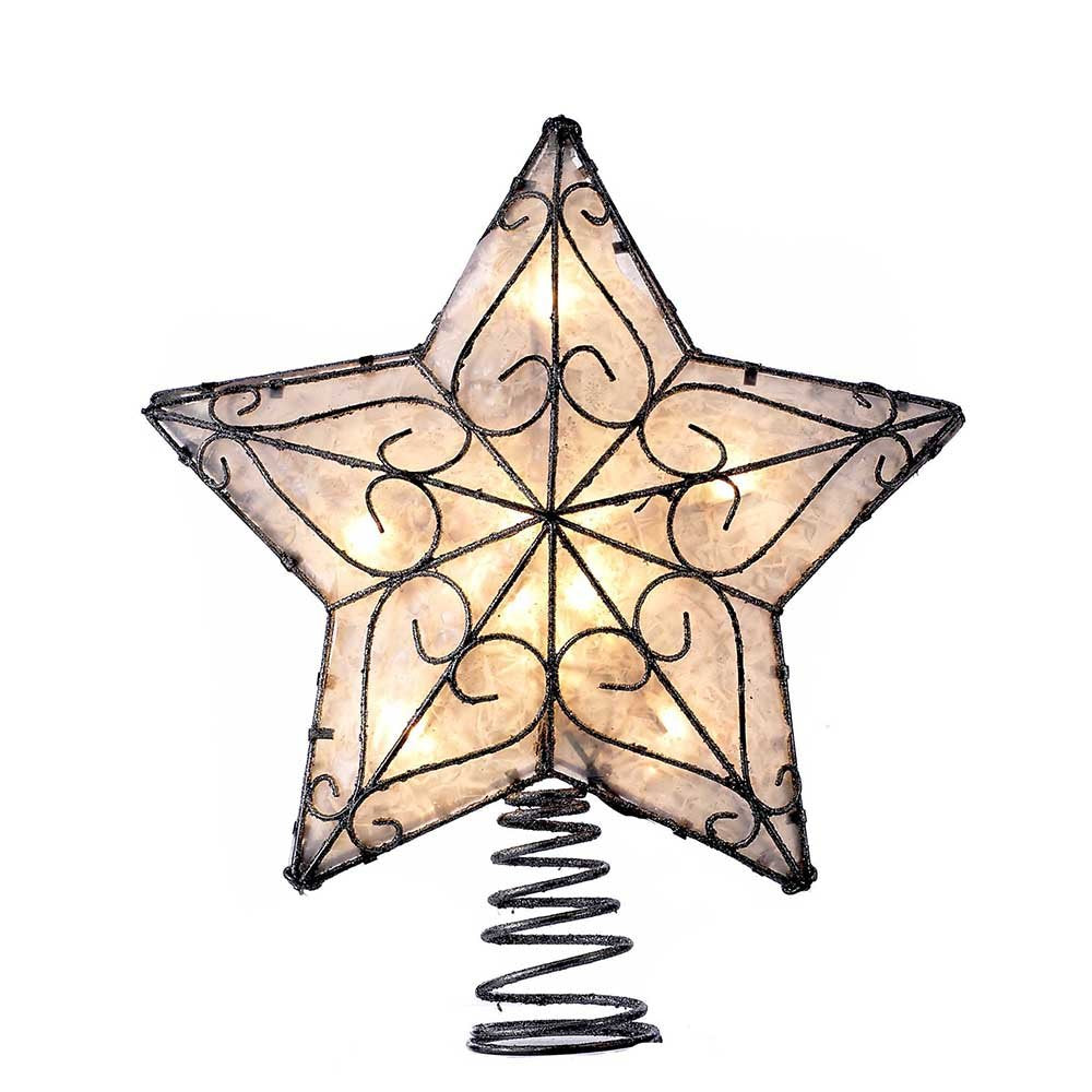 Kurt Adler UL 10-Light Metal Trimmed Capiz Inspired Star Treetop