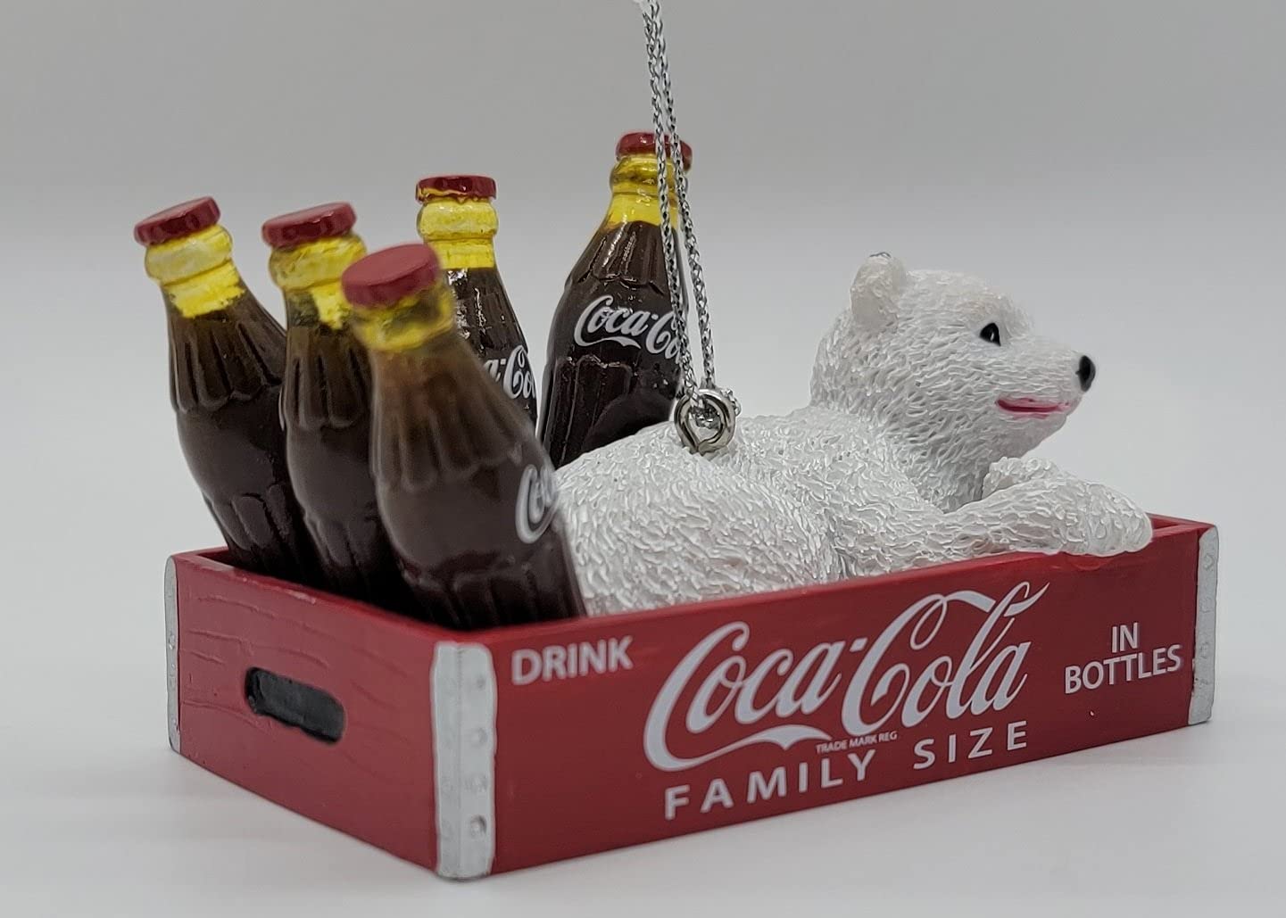 Kurt Adler Coca-Cola Polar Bear Cub In Crate With Bottles Ornament