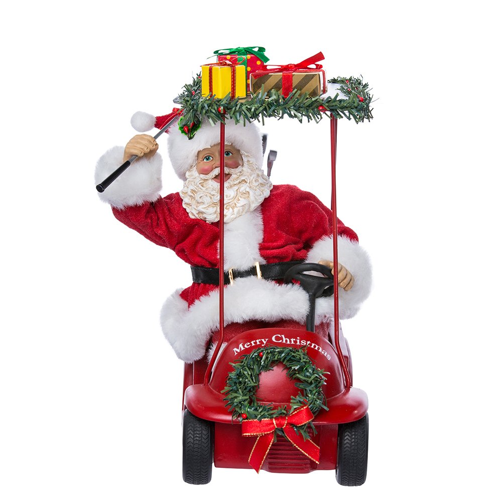 Kurt S. Adler Kurt Adler 11.25-Inch Fabrich‚ Santa Driving Golf Cart, Red