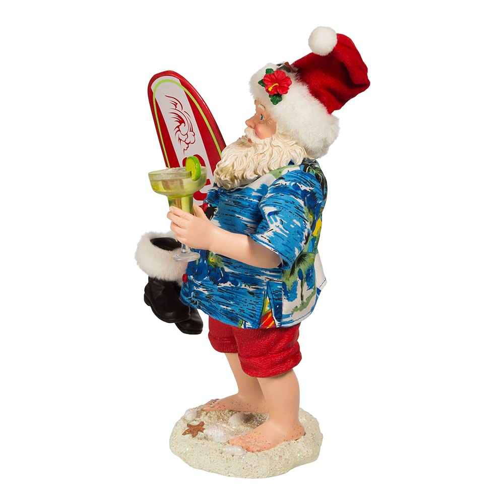 Kurt S. Adler 11-Inch Fabrich‚ Santa with Surfboard and Drink