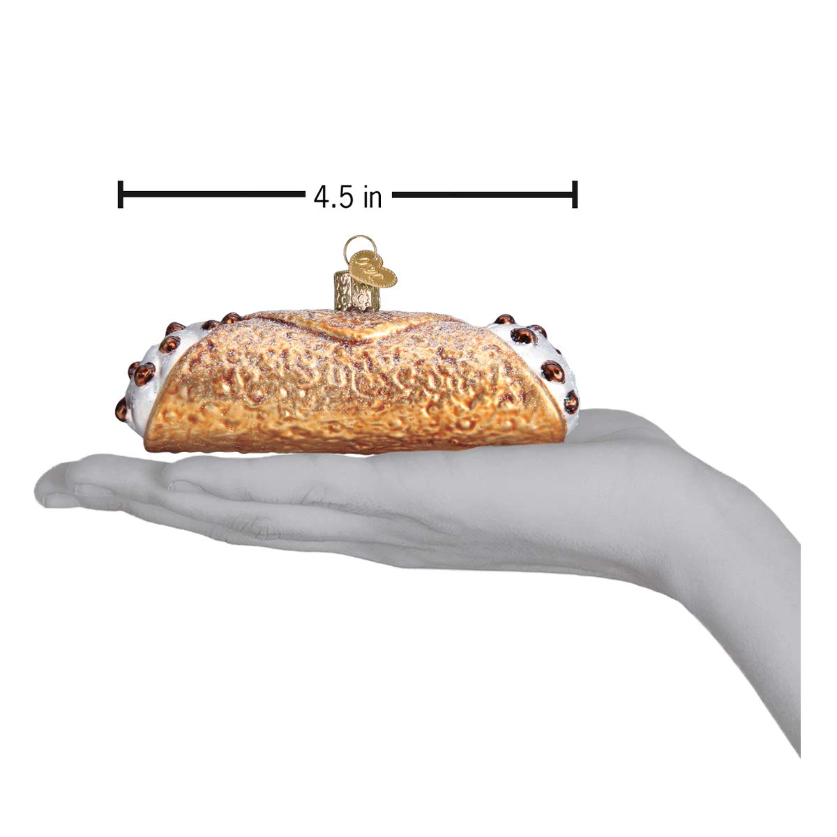 Old World Christmas Cannoli Glass Blown Ornament for Christmas Tree, Handcrafted Holiday Decoration, Dessert Collection