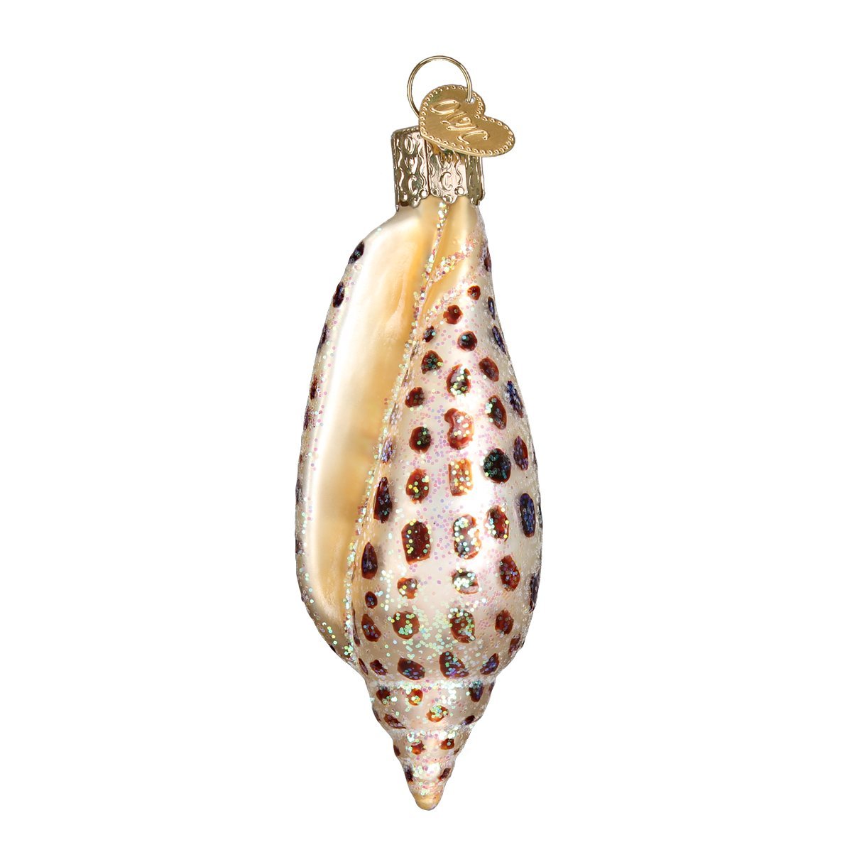 Old World Christmas 12465 Ornaments: Beach Shells Glass Blown Ornaments for Christmas Tree, Junonia Shell, Tan/Brown/White/Gold