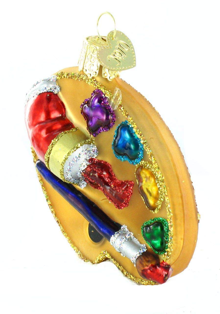 Old World Christmas Artist's Palette Glass Blown Ornament for Christmas Tree, Handcrafted Holiday Decoration, Hobbies Collection